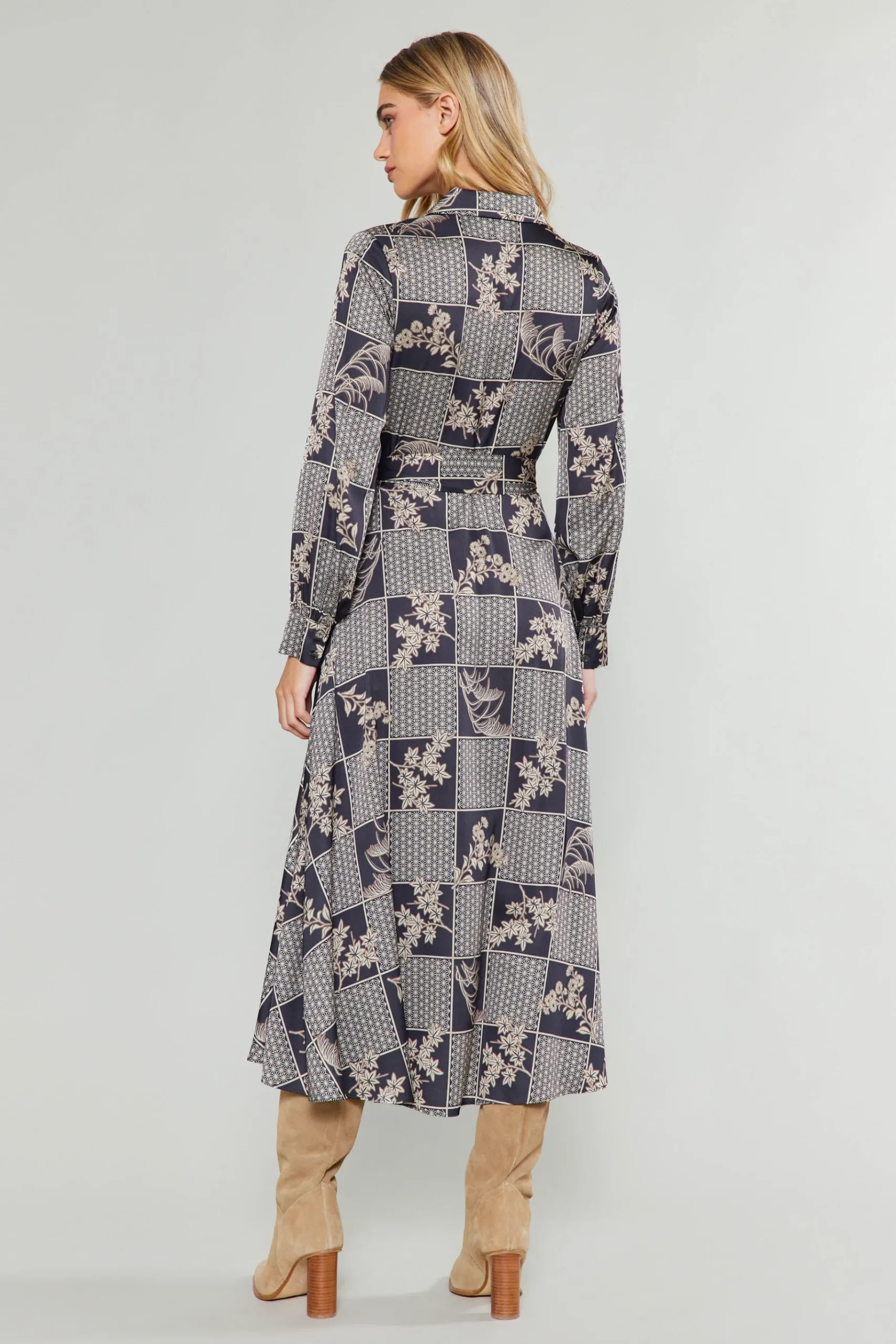 Sale Paneled Buttonup Dress Women Midi Dresses