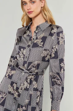 Sale Paneled Buttonup Dress Women Midi Dresses