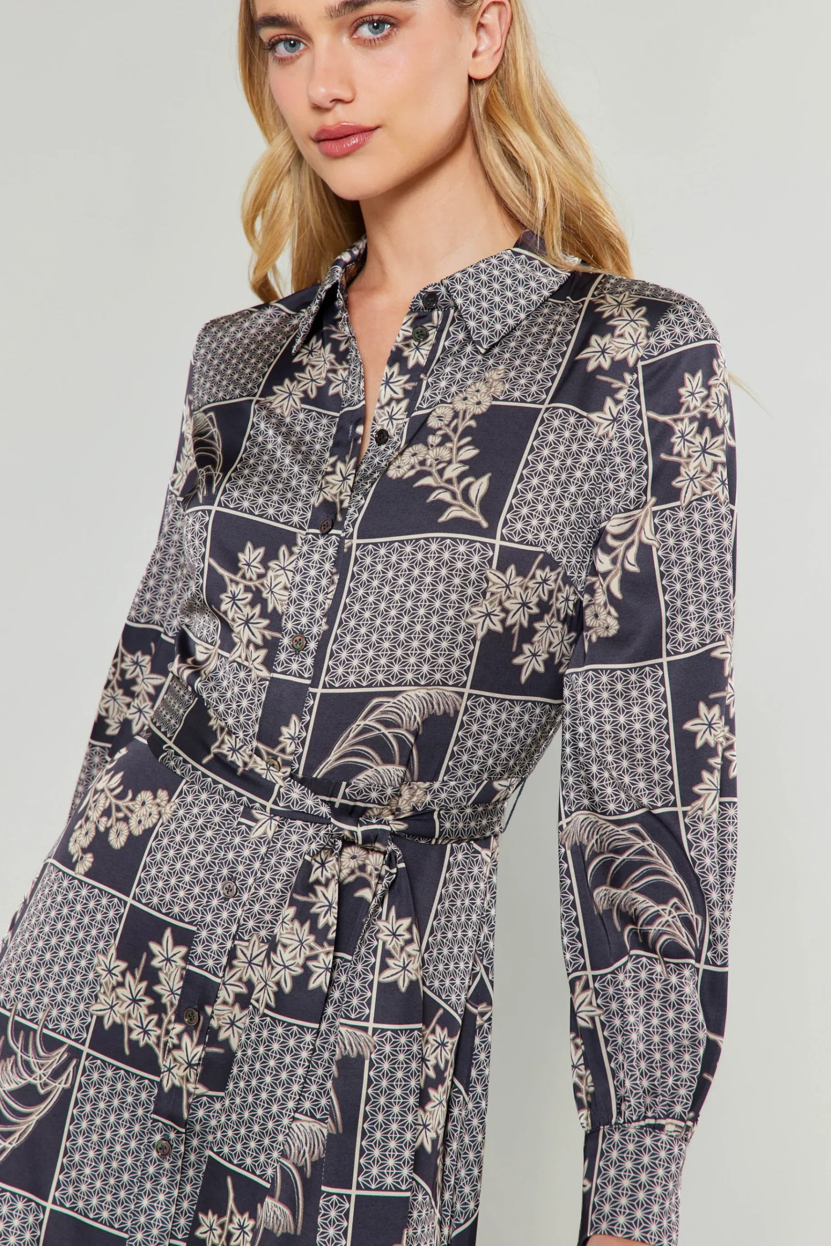 Sale Paneled Buttonup Dress Women Midi Dresses