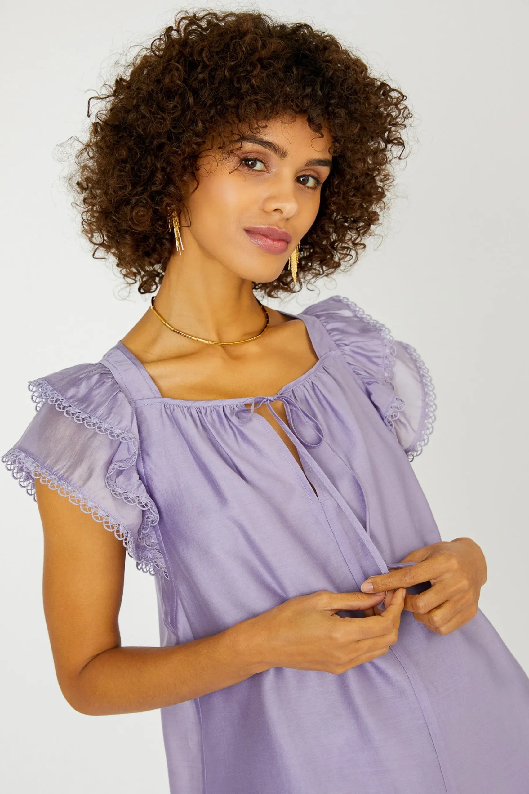 Discount Peekaboo Flutter Sleeve Top Women Sleeveless Tops | Short Sleeve Tops