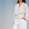 Hot Peplum Collared Blouse Women Long Sleeve Tops