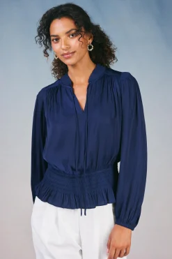 Clearance Peplum Collared Blouse Women Long Sleeve Tops