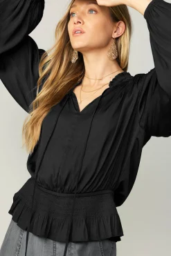 Hot Peplum Collared Blouse Women Long Sleeve Tops