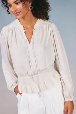 Hot Peplum Collared Blouse Women Long Sleeve Tops
