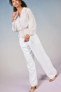 Hot Peplum Collared Blouse Women Long Sleeve Tops