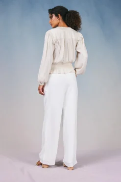 Hot Peplum Collared Blouse Women Long Sleeve Tops
