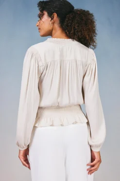 Hot Peplum Collared Blouse Women Long Sleeve Tops