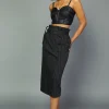 Clearance Pinstriped Midi Skirt Women Skirts