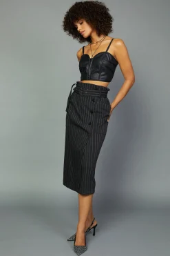 Clearance Pinstriped Midi Skirt Women Skirts