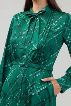 Fashion Plaid Pattern Midi Dress Women Midi Dresses