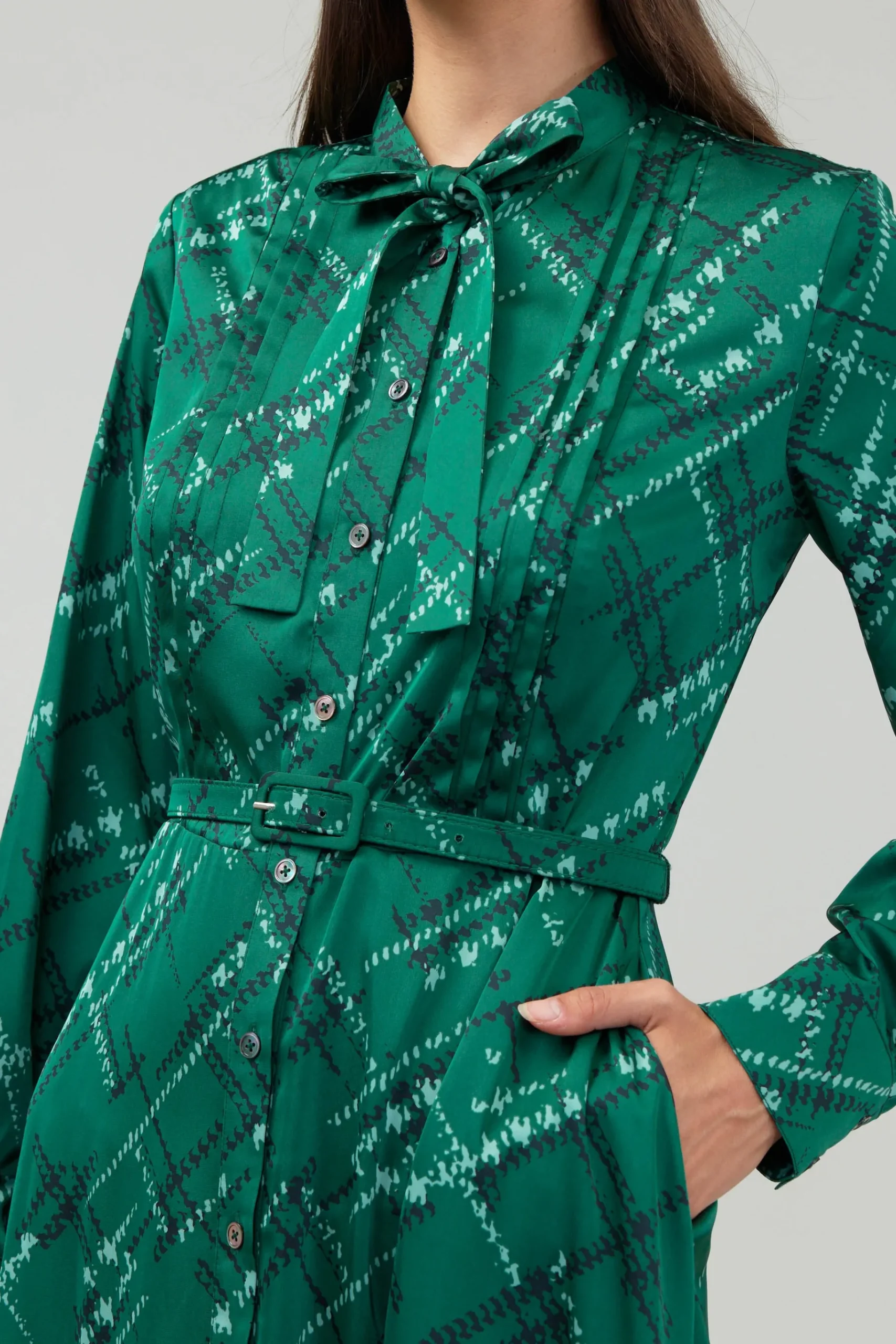 Fashion Plaid Pattern Midi Dress Women Midi Dresses