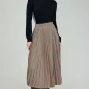 Best Plaid Pleated Midi Skirt Women Skirts