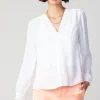 Fashion Pleat Detail Buttondown Shirt Women Long Sleeve Tops