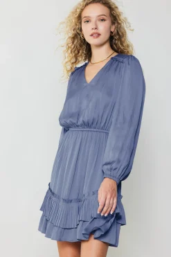 Hot Pleat Detail Tiered Mini Dress Women Mini Dresses