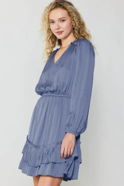 Hot Pleat Detail Tiered Mini Dress Women Mini Dresses