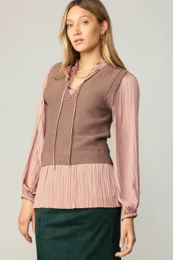 Online Pleated Blouse Sweater Vest Women Sweaters