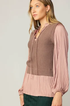 Online Pleated Blouse Sweater Vest Women Sweaters
