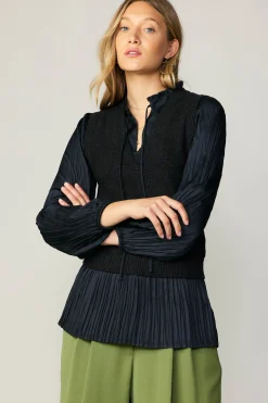 New Pleated Blouse Sweater Vest Women Sweaters