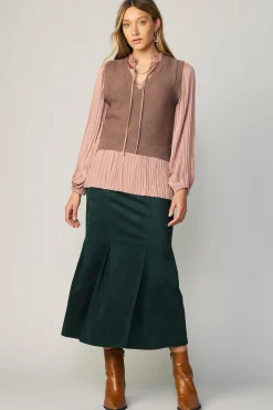 Online Pleated Blouse Sweater Vest Women Sweaters