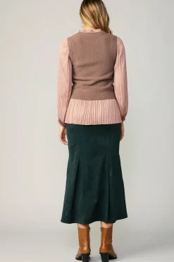 Online Pleated Blouse Sweater Vest Women Sweaters