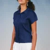 Hot Pleated Button Down Top Women Short Sleeve Tops