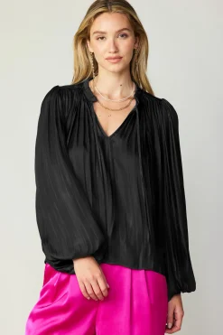 Outlet Pleated Puffed Sleeve Blouse Women Long Sleeve Tops