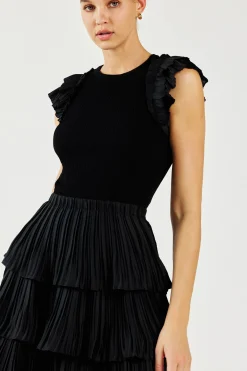 Outlet Pleated Skirt Sweater Dress Women Knitwear | Mini Dresses