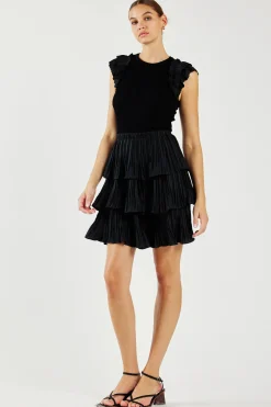 Outlet Pleated Skirt Sweater Dress Women Knitwear | Mini Dresses
