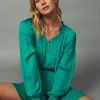 Online Pleated Sleeve Mini Dress Women Mini Dresses