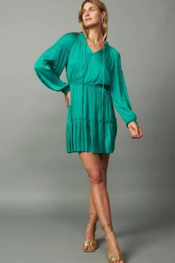 Online Pleated Sleeve Mini Dress Women Mini Dresses