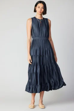 Hot Pleated Sleeveless Maxi Dress Women Maxi Dresses