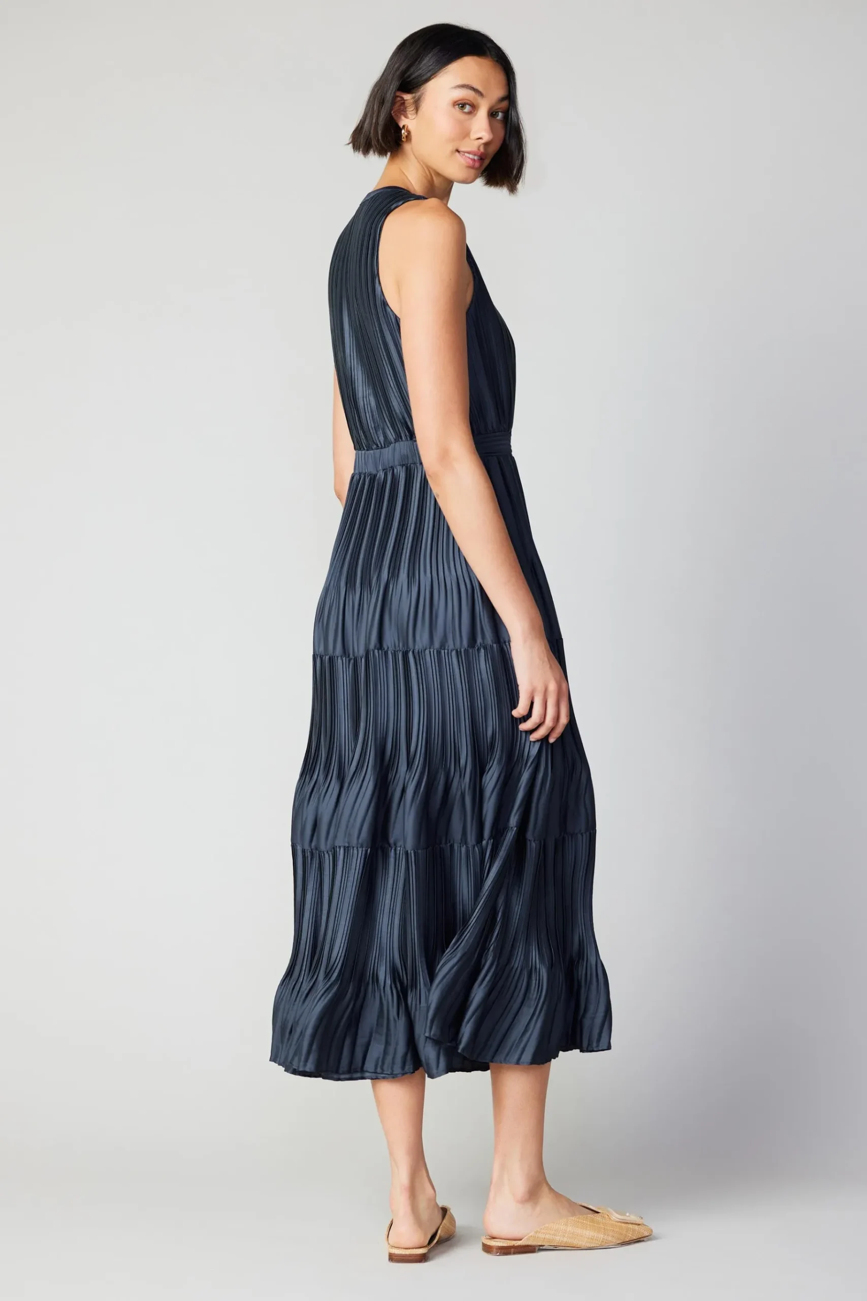 Hot Pleated Sleeveless Maxi Dress Women Maxi Dresses