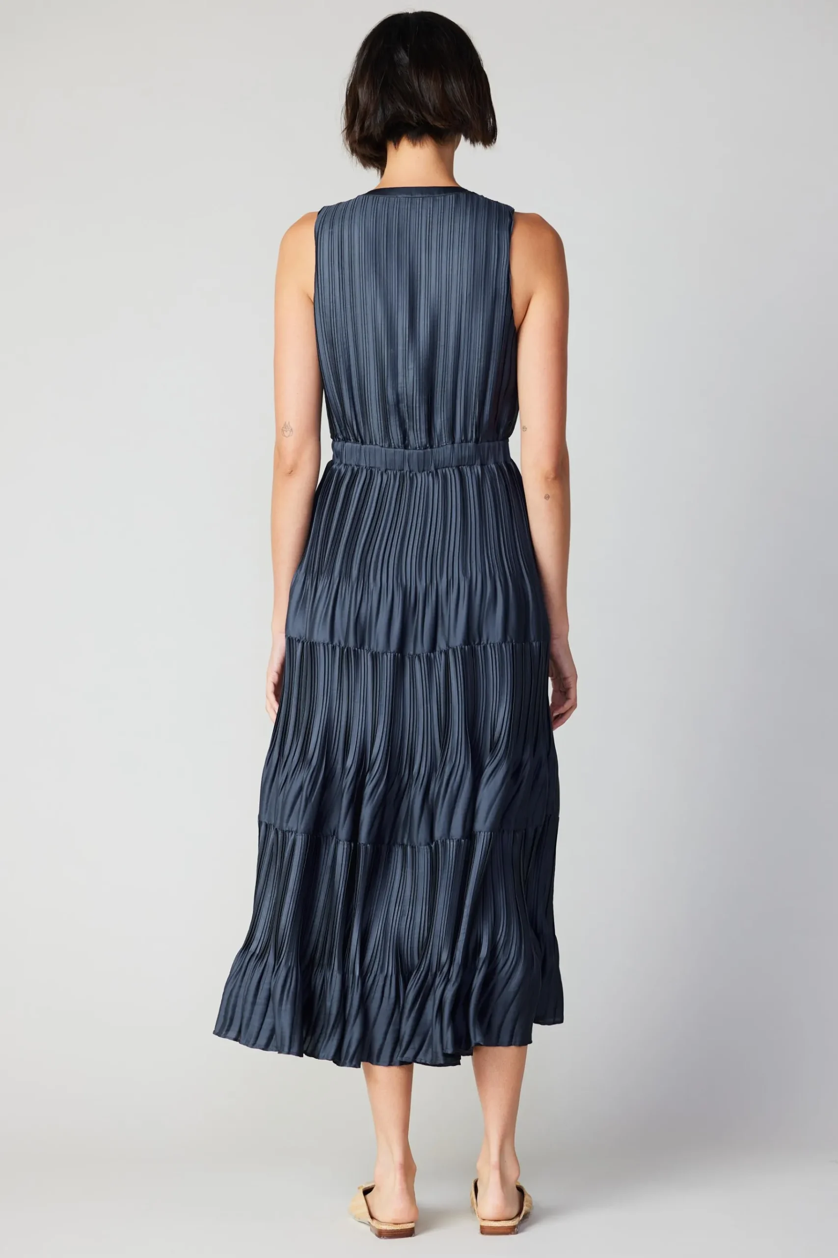 Hot Pleated Sleeveless Maxi Dress Women Maxi Dresses
