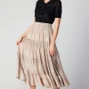 New Pleated Tiered Midi Skirt Women Skirts