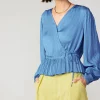 Fashion Pleated Wrap Top Women Long Sleeve Tops