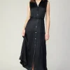 Online Plisse Buttondown Dress Women Midi Dresses