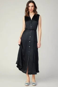 Online Plisse Buttondown Dress Women Midi Dresses