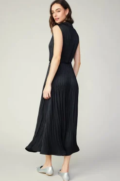 Online Plisse Buttondown Dress Women Midi Dresses
