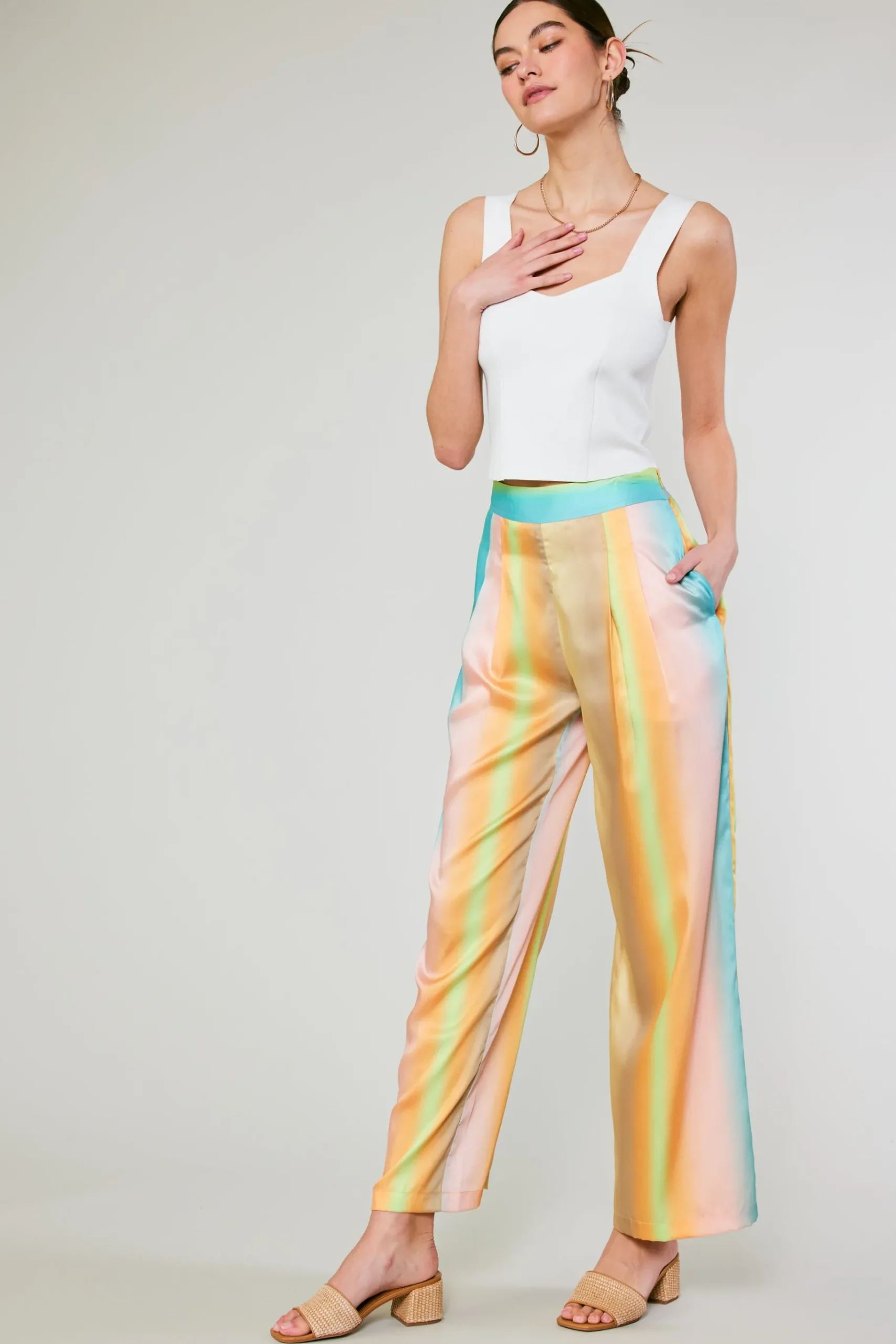 Outlet Prismatic Gradient Wide Leg Pants Women Pants