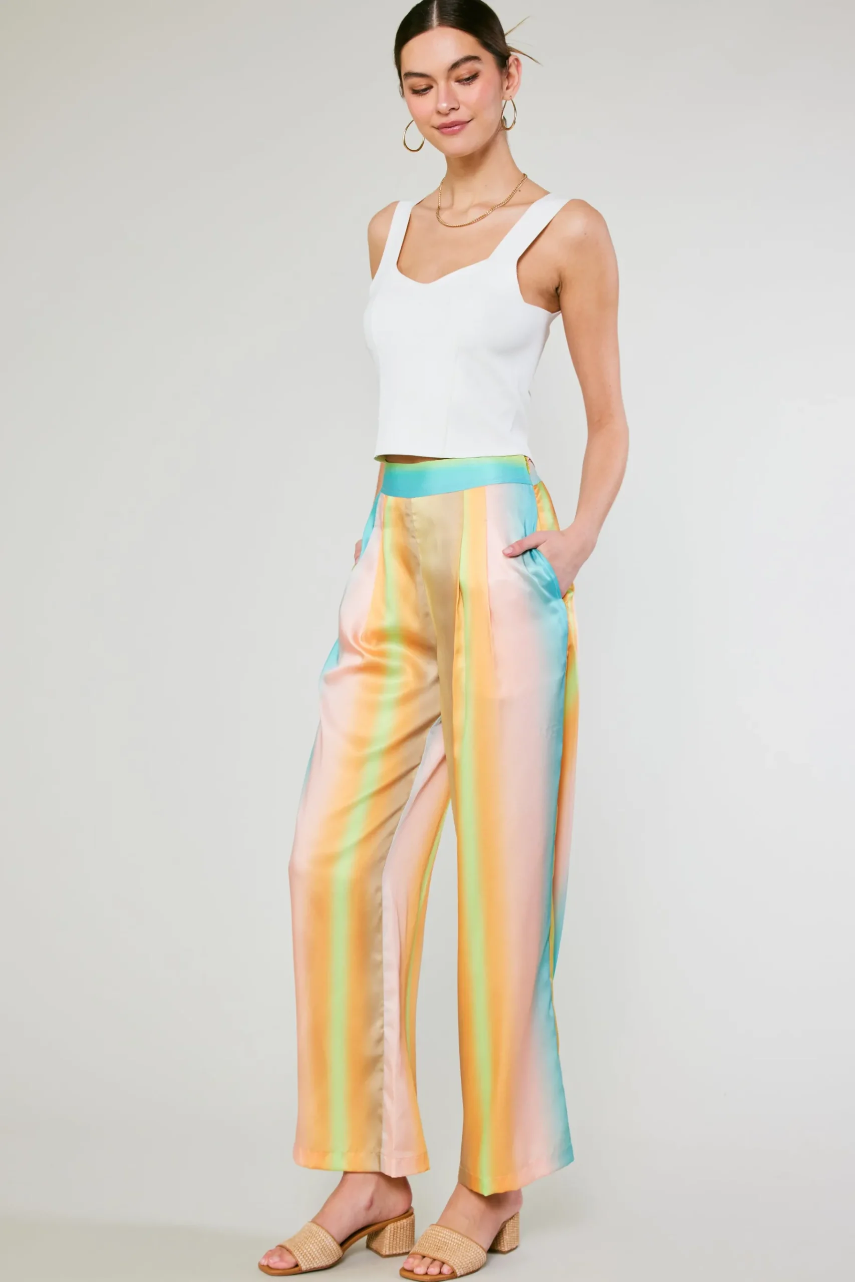 Outlet Prismatic Gradient Wide Leg Pants Women Pants