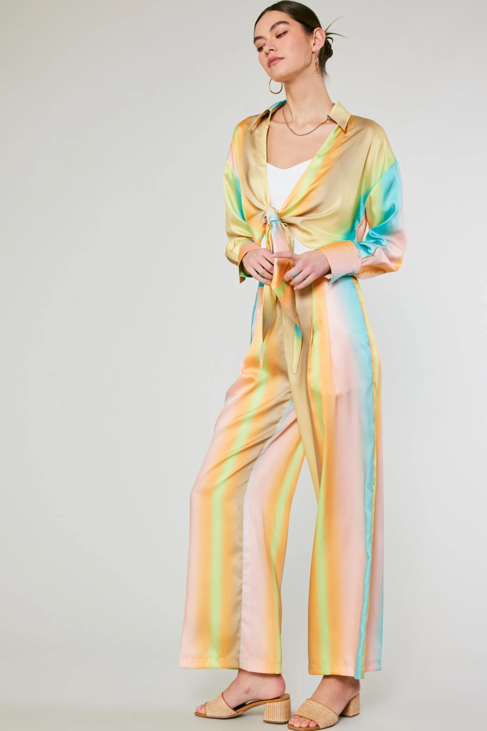 Outlet Prismatic Gradient Wide Leg Pants Women Pants