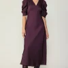 Clearance Puff Sleeve Midi Dress Women Midi Dresses
