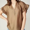 Hot Raglan Sleeve Button Blouse Women Short Sleeve Tops