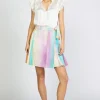Best Rainbow Painterly Pleated Skirt Women Skirts