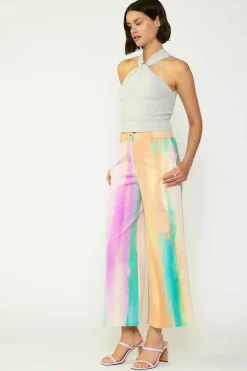 Fashion Rainbow Painterly Wide Leg Pants Women Pants