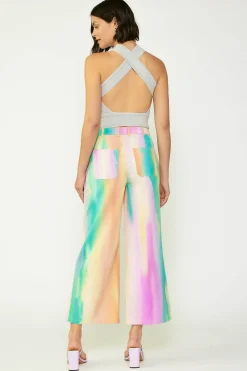 Fashion Rainbow Painterly Wide Leg Pants Women Pants