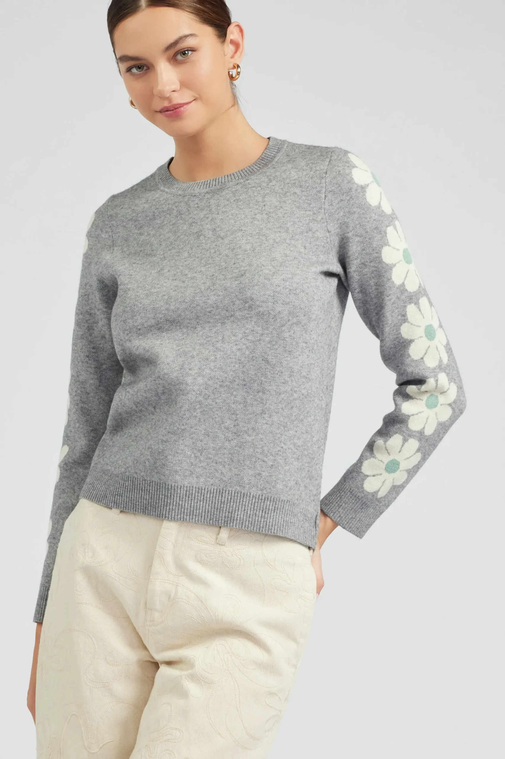 Best Retro Daisy Motif Sweater Women Knitwear | Sweaters