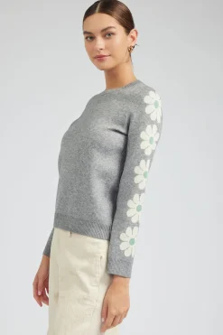 Best Retro Daisy Motif Sweater Women Knitwear | Sweaters