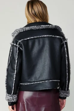 Sale Reversible Vegan Leather Shearling Jacket Women Coats & Jackets