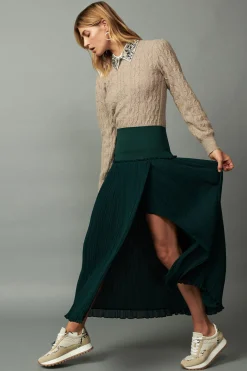 Outlet Ribbed Waist Midi Skirt Women Skirts